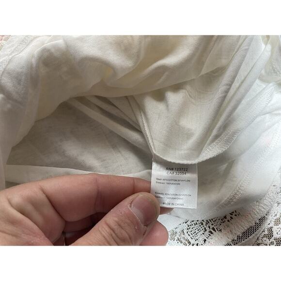 Anthropologie One September Lined Lace Embroidered Tank Top White Orange M NWT - Picture 8 of 9